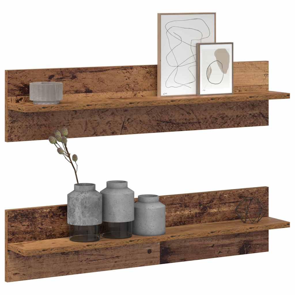 vidaXL Wandregal 2 pcs Altholz 80 x 11,5 x 18 cm Holzwerkstoff