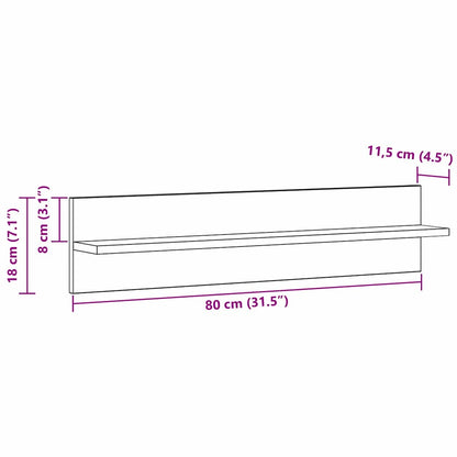 vidaXL Wandregal 2 pcs Schwarz Eichen-Optik 80 x 11,5 x 18 cm
