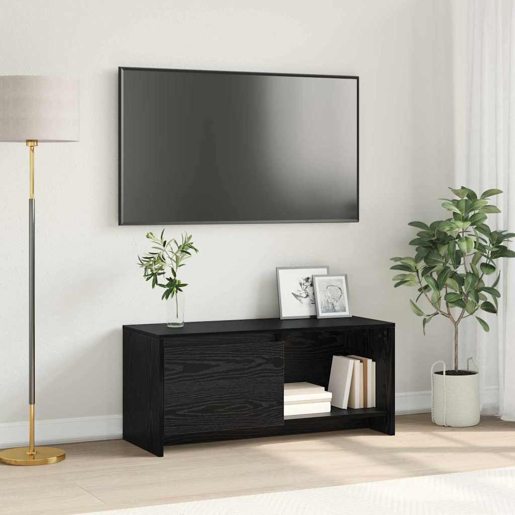 TV-Schrankset Wandmontiert Schwarz Eichen-Optik 90 x 35 x 40 cm