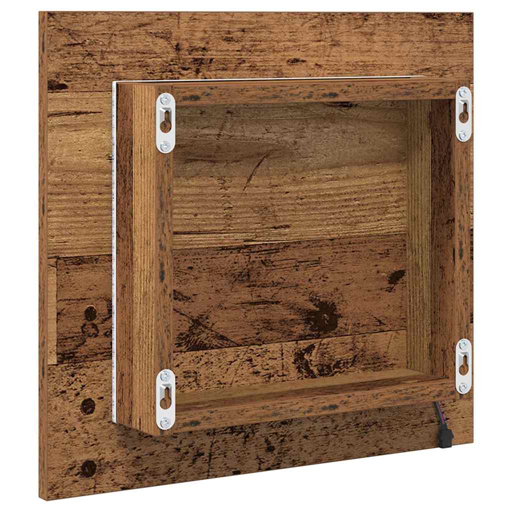 vidaXL LED-Badezimmerspiegel Altholz 40 x 37 x 8.5 cm Holzwerkstoff