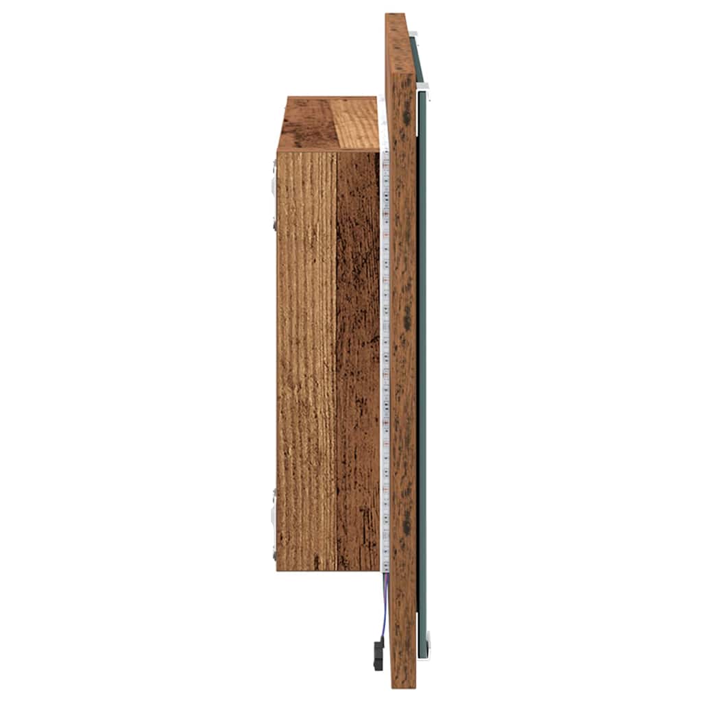 vidaXL LED-Badezimmerspiegel Altholz 40 x 37 x 8.5 cm Holzwerkstoff