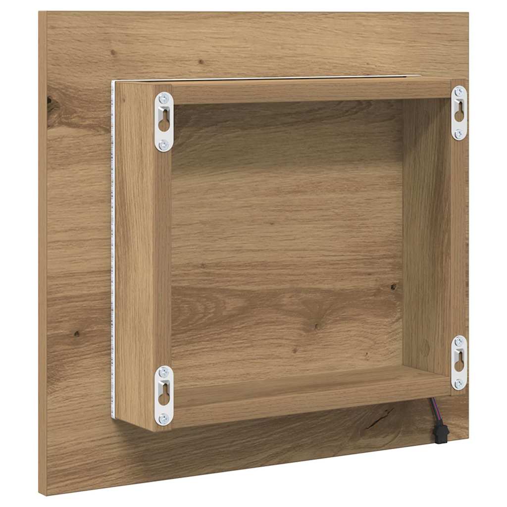 vidaXL LED-Badezimmerspiegel Artisan-Eiche 40 x 37 x 8.5 cm