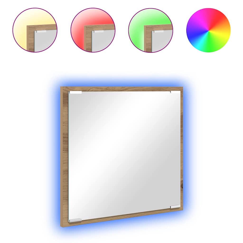 vidaXL LED-Badezimmerspiegel Artisan-Eiche 40 x 37 x 8.5 cm