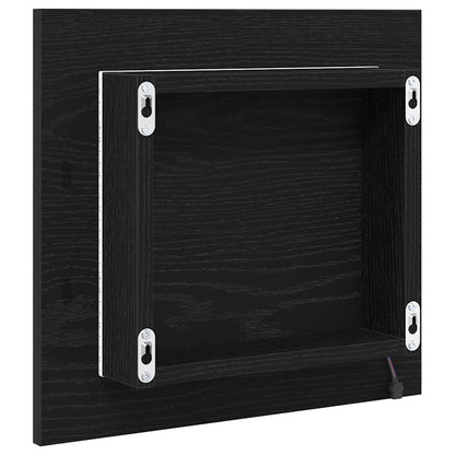 vidaXL LED-Badezimmerspiegel Schwarz Eichen-Optik 40 x 37 x 8.5 cm