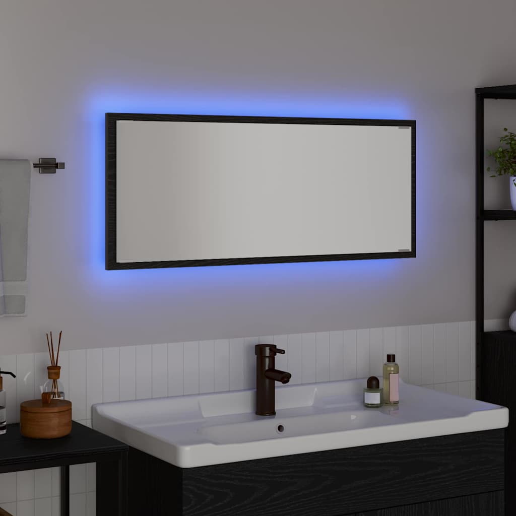 Spiegel Schwarz Eichen-Optik 90 x 8,5 x 37 cm Holzwerkstoff