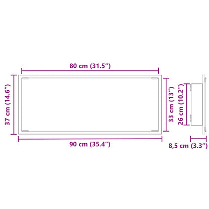 vidaXL Spiegel Schwarz Eichen-Optik 90 x 8,5 x 37 cm Holzwerkstoff