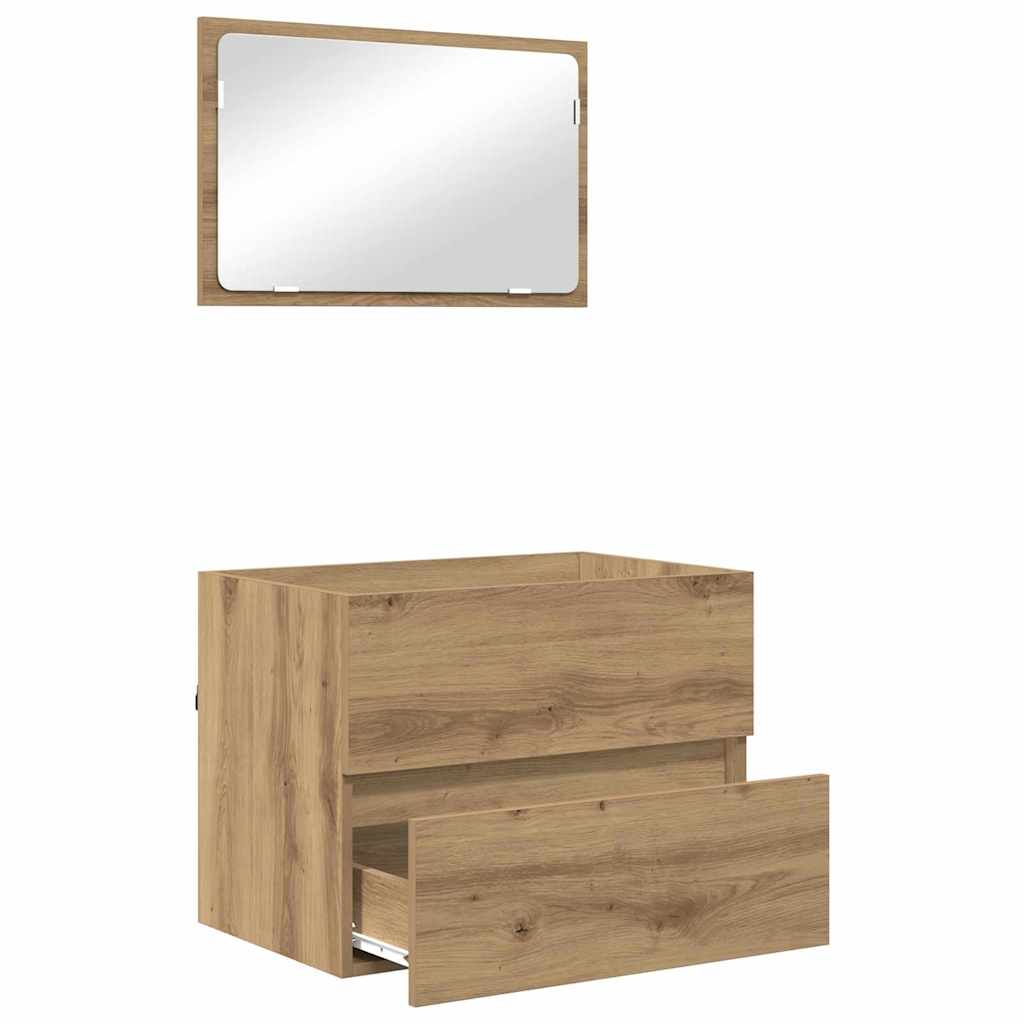 vidaXL Badezimmermöbel-Set 2 pcs Artisan-Eiche Sperrholz und Metall