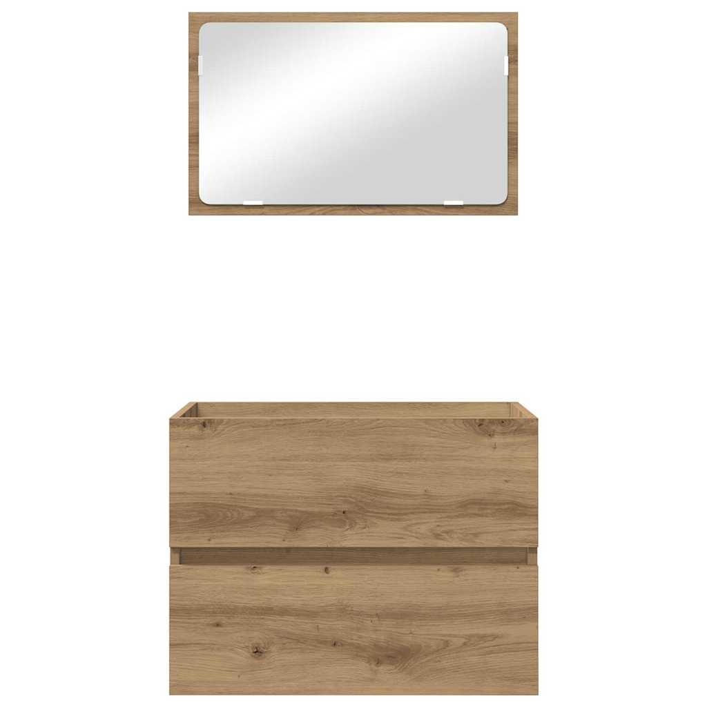 vidaXL Badezimmermöbel-Set 2 pcs Artisan-Eiche Sperrholz und Metall