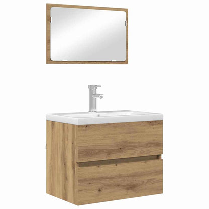 vidaXL Badezimmermöbel-Set 2 pcs Artisan-Eiche Sperrholz und Metall