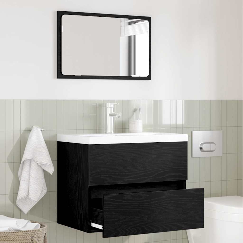 Badezimmermöbel-Set mit Schubladen 2 pcs Schwarz Eichen-Optik