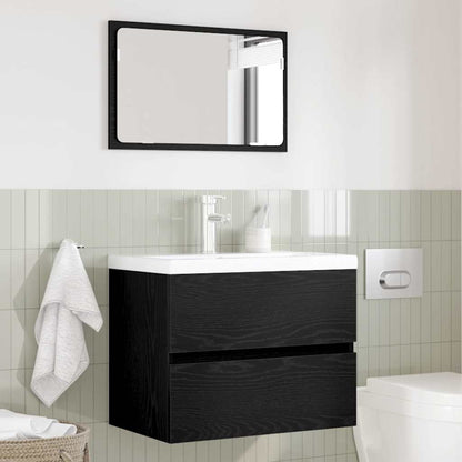 Badezimmermöbel-Set mit Schubladen 2 pcs Schwarz Eichen-Optik