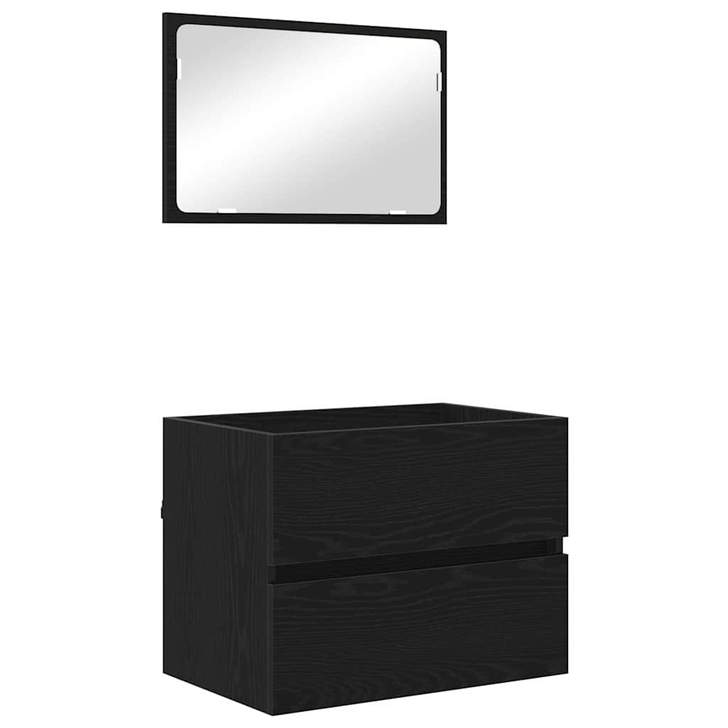 Badezimmermöbel-Set mit Schubladen 2 pcs Schwarz Eichen-Optik