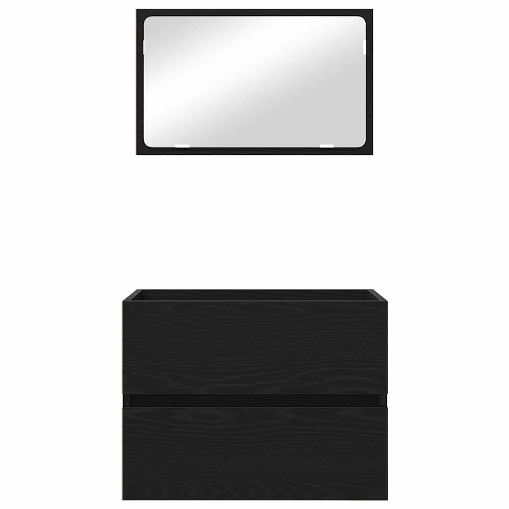 Badezimmermöbel-Set mit Schubladen 2 pcs Schwarz Eichen-Optik