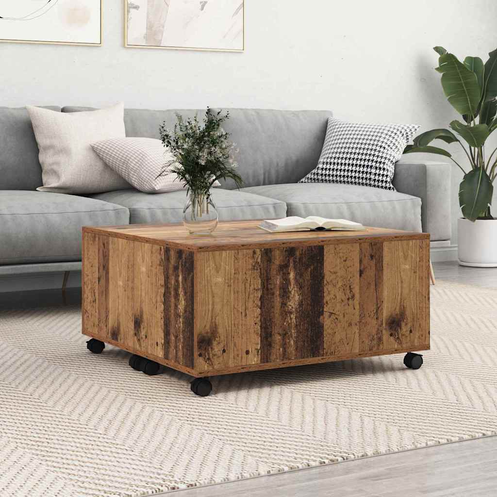 Couchtisch mit Schubladen Altholz 75 x 75 x 38 cm Holzwerkstoff