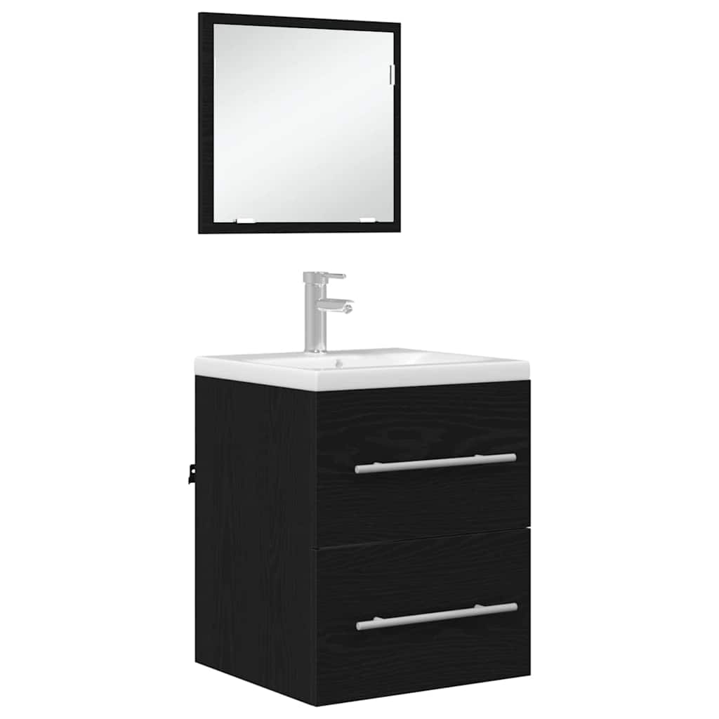 vidaXL Ensemble de meubles de salle de bain avec tiroirs Noir 41 x 38,5 x 48 cm