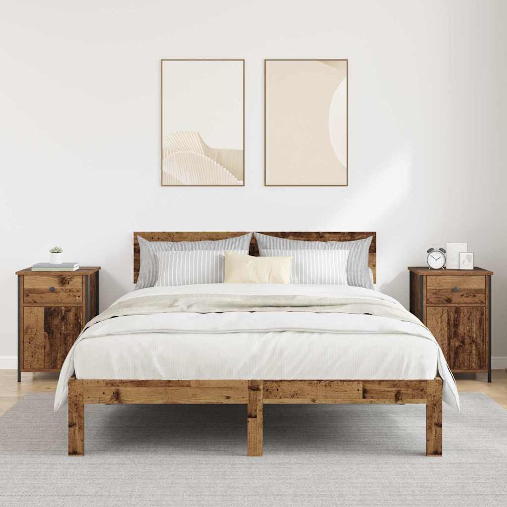 vidaXL Nachttisch 2 pcs Altholz 40 x 42 x 60 cm Holzwerkstoff