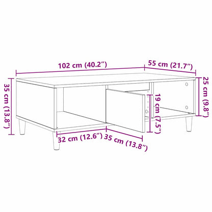 vidaXL Couchtisch Sonoma-Eiche 102 x 55 x 35 cm Holzwerkstoff