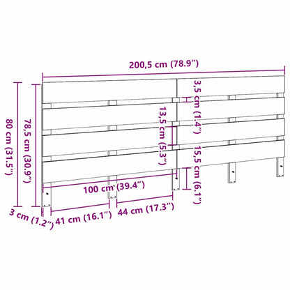 vidaXL Kopfteil Wachsbraun 200,5 x 3 x 80 cm Massives Kiefernholz