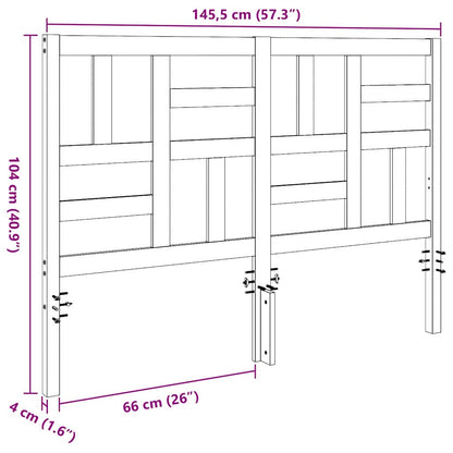 vidaXL Bettkopfteil Wachsbraun 145,5 x 4 x 104 cm Massives Kiefernholz