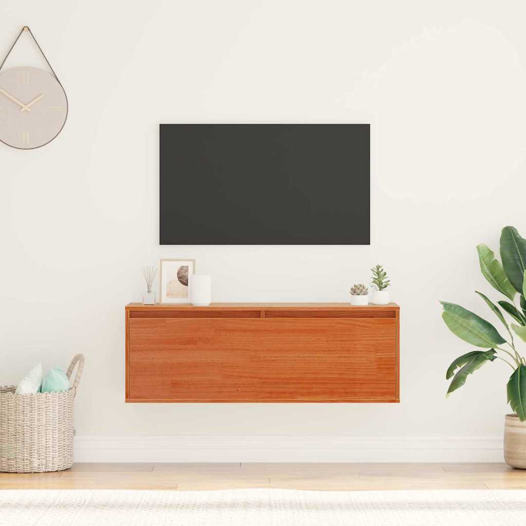 vidaXL Wandschrank Wachsbraun 100 x 30 x 35 cm Massives Kiefernholz