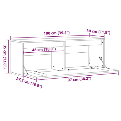 vidaXL Wandschrank Wachsbraun 100 x 30 x 35 cm Massives Kiefernholz