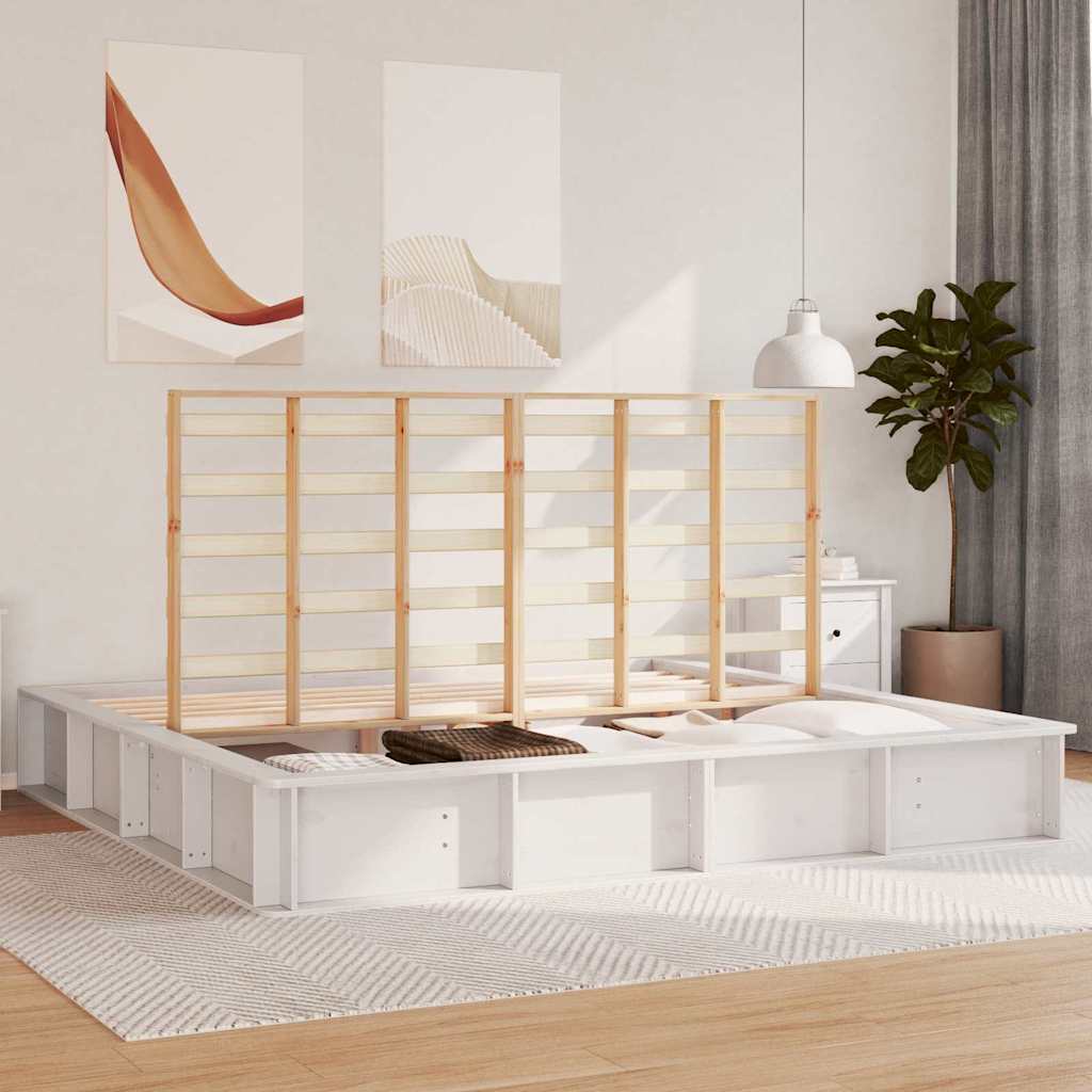 Bettrahmen Weiß 180 x 200 cm Massives Kiefernholz