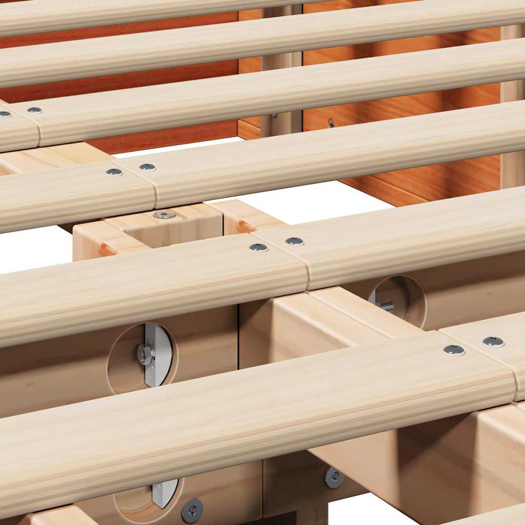 Bettrahmen Wachsbraun 140 x 200 cm Massives Kiefernholz