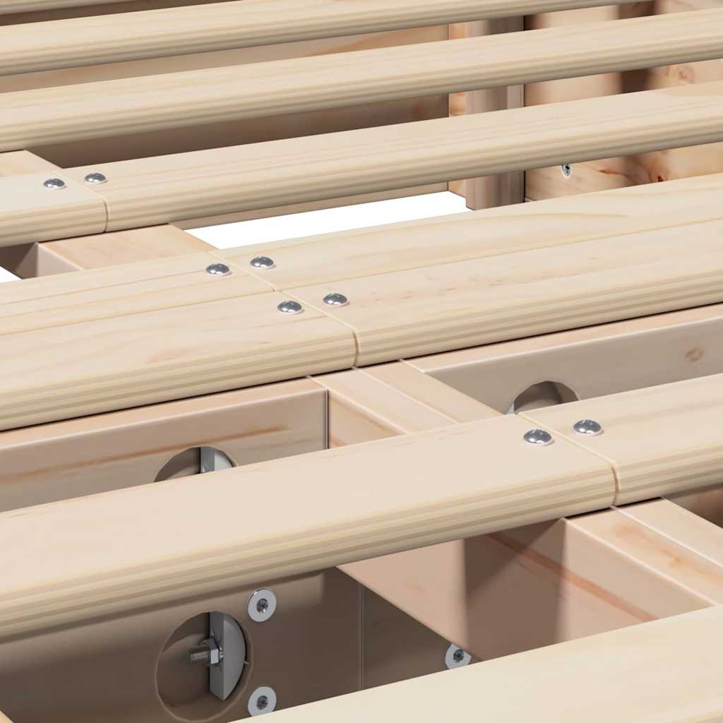 Bettrahmen Braun 135 x 190 cm Massives Kiefernholz