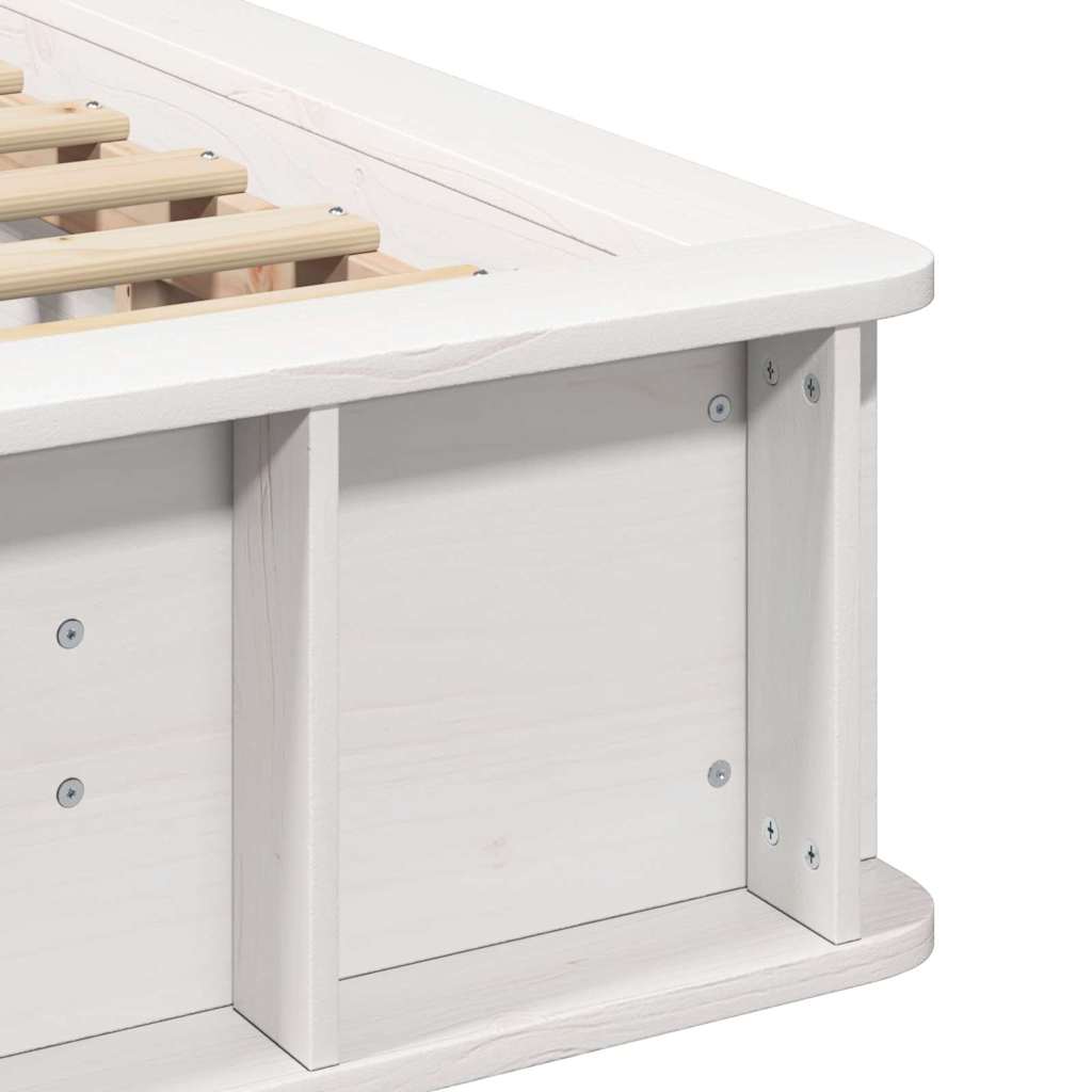 Bettrahmen Weiß 90 x 190 cm Massives Kiefernholz