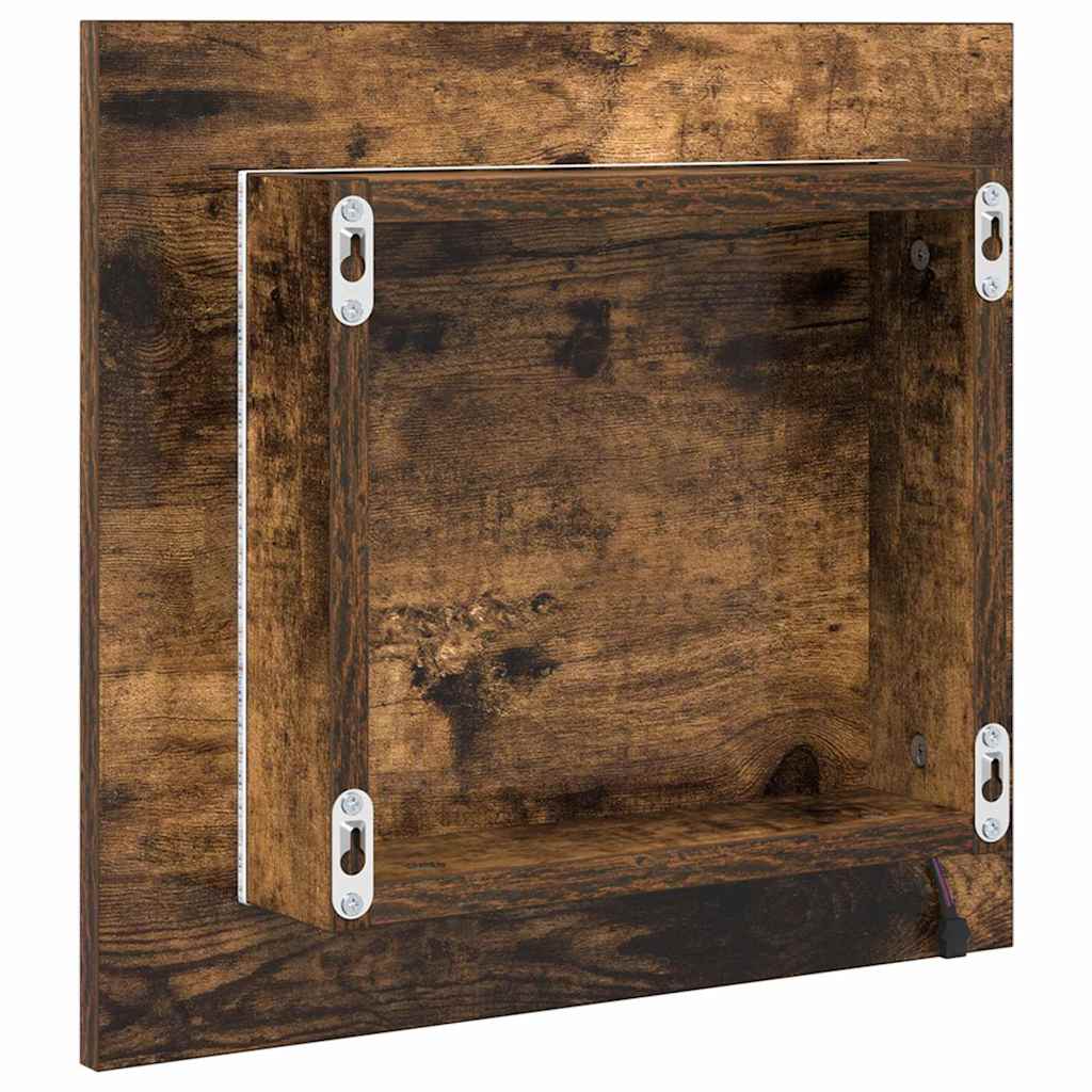 vidaXL LED-Badezimmerspiegel Geräucherte Eiche 40 x 37 x 8.5 cm