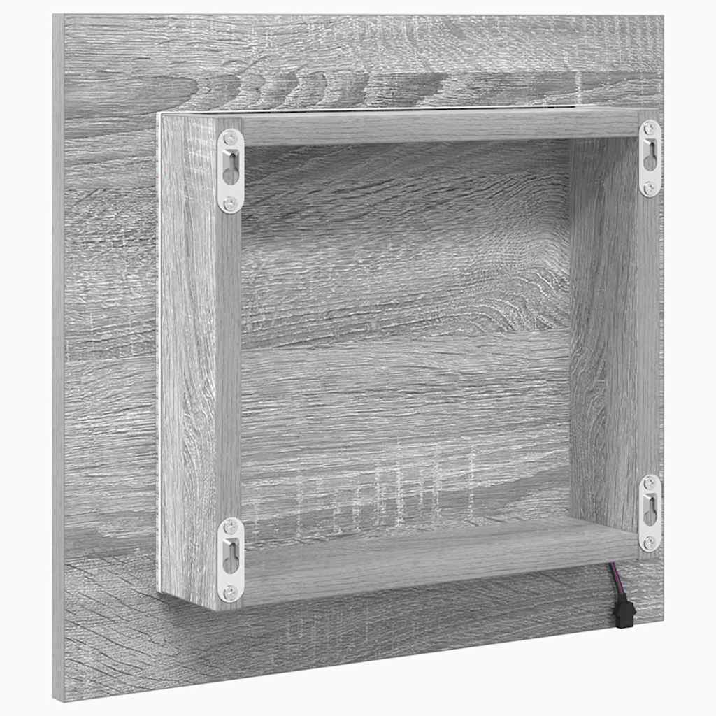 vidaXL LED-Badezimmerspiegel Graues Sonoma 40 x 37 x 8.5 cm