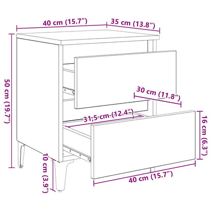 vidaXL Nachttisch 2 pcs Altholz 40 x 35 x 50 cm Holzwerkstoff