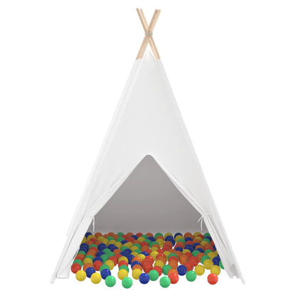 Teepee Zelt Weiß 120 x 120 x 150 cm Stoff und Plastik