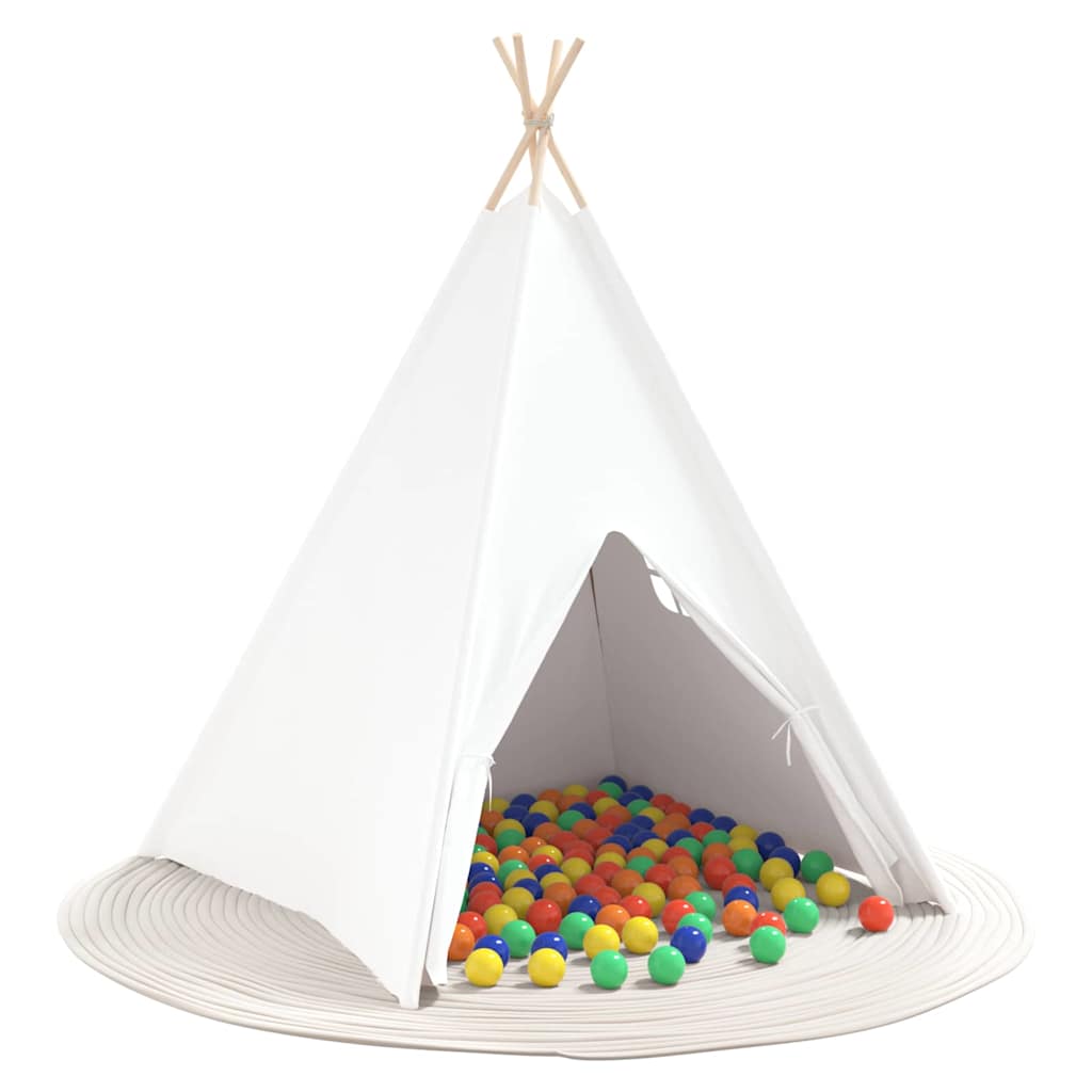 Teepee Zelt Weiß 120 x 120 x 150 cm Stoff und Plastik