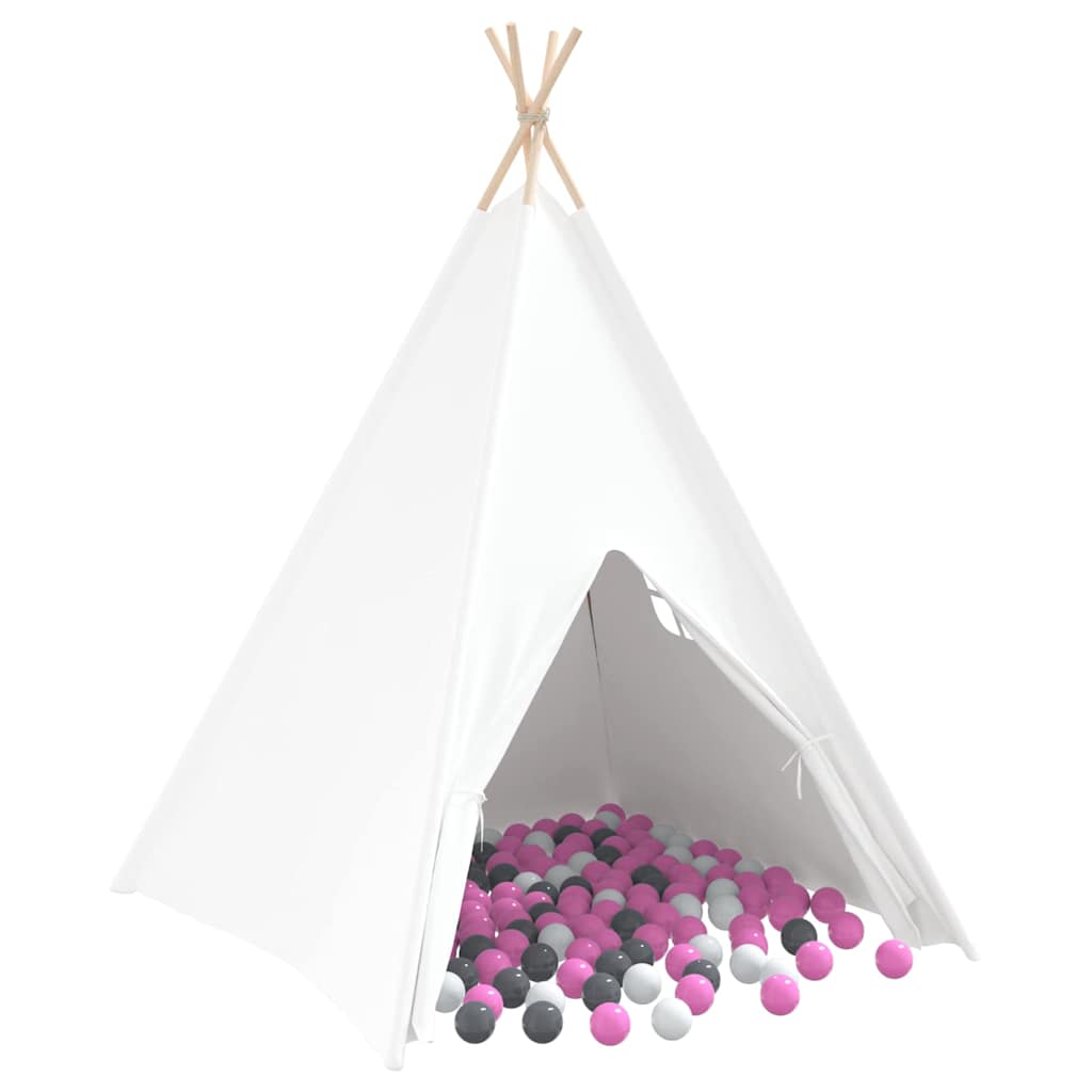 Teepee Zelt Weiß 120 x 120 x 150 cm Stoff und Plastik