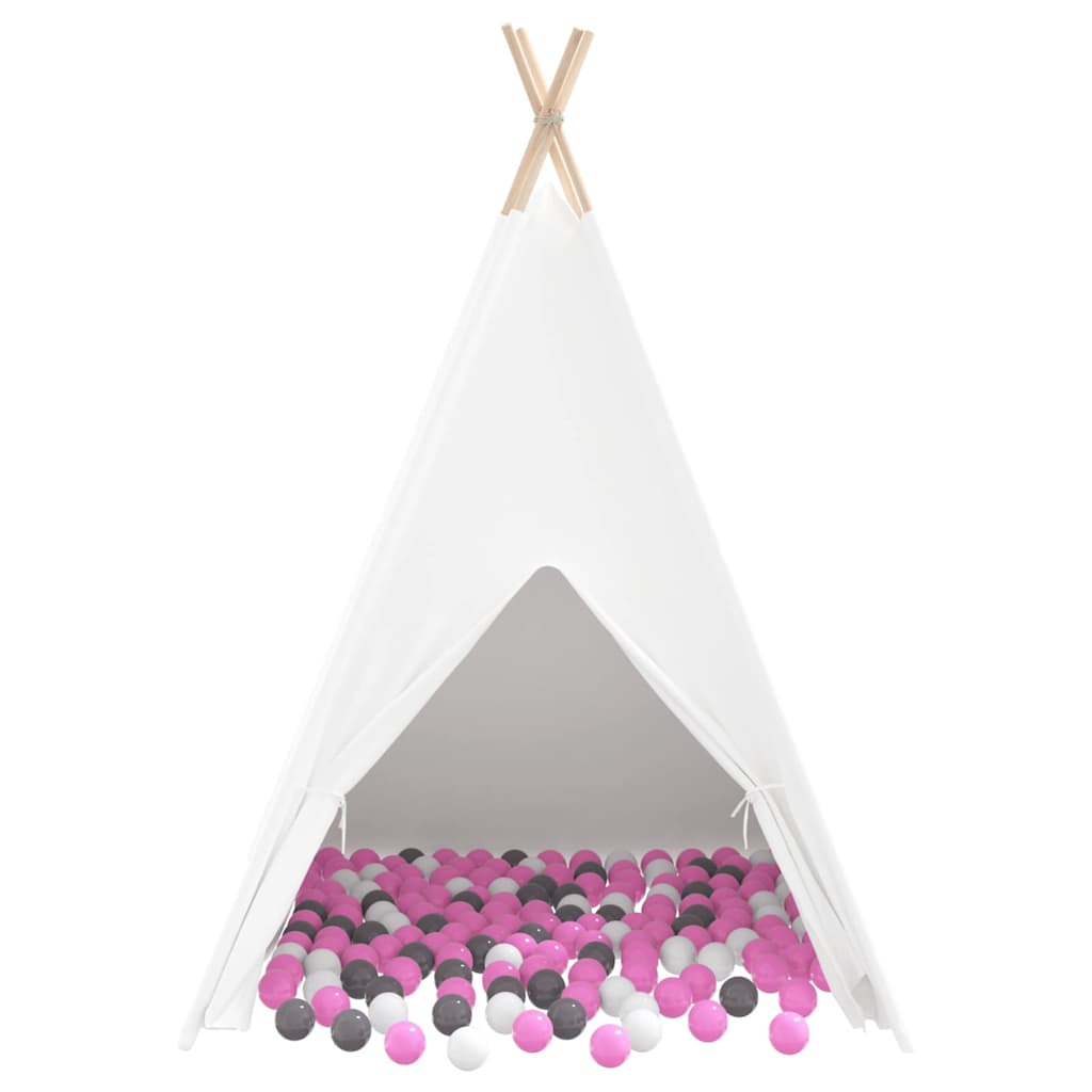 Teepee Zelt Weiß 120 x 120 x 150 cm Stoff und Plastik