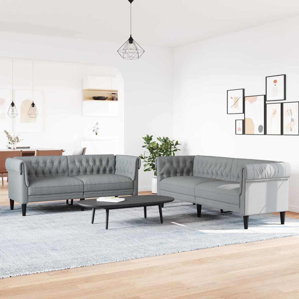 vidaXL Wohnzimmer Couch 2 pcs Hellgrau Stoff