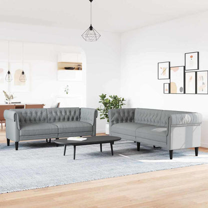 vidaXL Wohnzimmer Couch 2 pcs Hellgrau Stoff