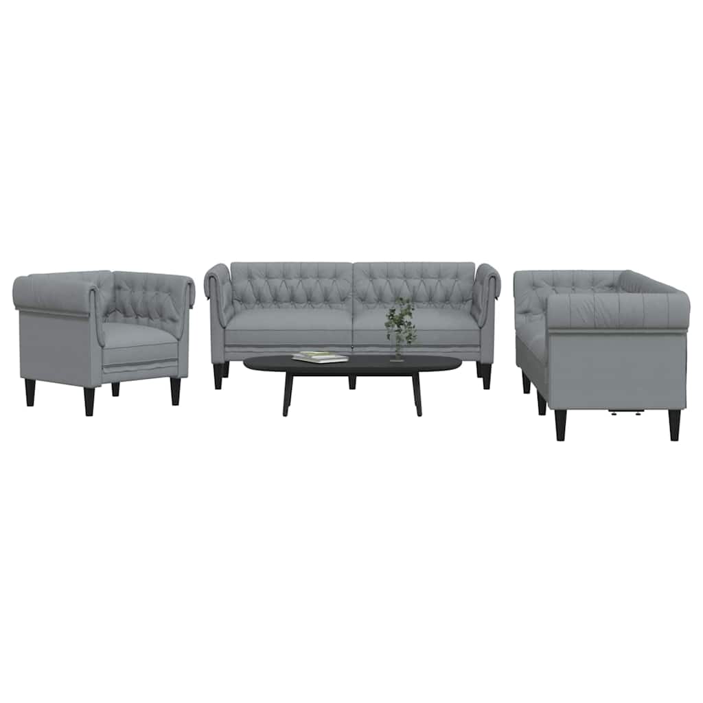 vidaXL Wohnzimmer Couch 3 pcs Hellgrau Stoff