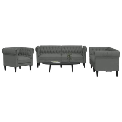 vidaXL Wohnzimmer Couch 3 pcs Dunkelgrau Stoff