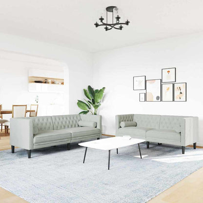 vidaXL Wohnzimmer Couch 2 pcs Hellgrau 194 x 74,5 x 70,5 cm Samt