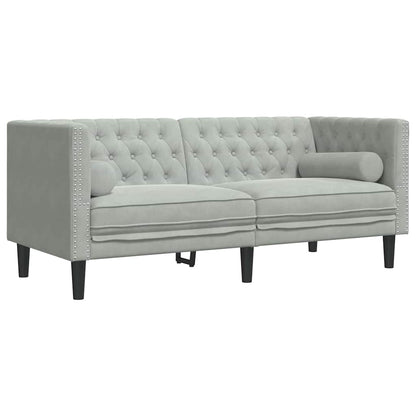 vidaXL Wohnzimmer Couch 2 pcs Hellgrau 194 x 74,5 x 70,5 cm Samt