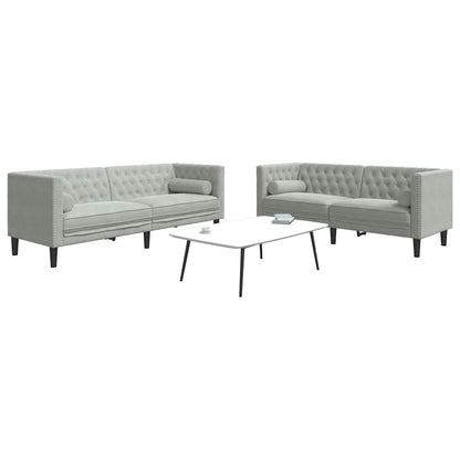 vidaXL Wohnzimmer Couch 2 pcs Hellgrau 194 x 74,5 x 70,5 cm Samt