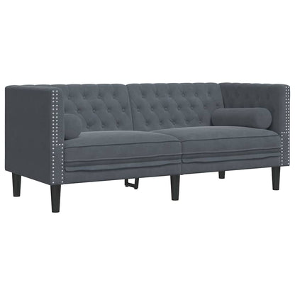 vidaXL Wohnzimmer Couch 2 pcs Dunkelgrau 194 x 74,5 x 70,5 cm Samt