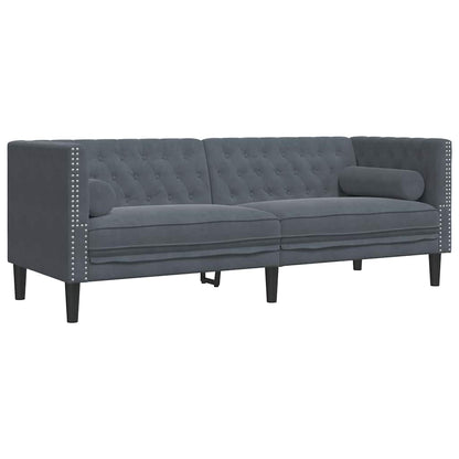 vidaXL Wohnzimmer Couch 2 pcs Dunkelgrau 194 x 74,5 x 70,5 cm Samt