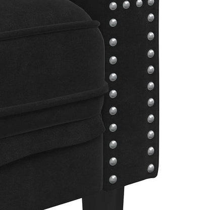 vidaXL Wohnzimmer Couch 2 pcs Schwarz 194 x 74,5 x 70,5 cm Samt