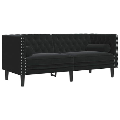 vidaXL Wohnzimmer Couch 2 pcs Schwarz 194 x 74,5 x 70,5 cm Samt