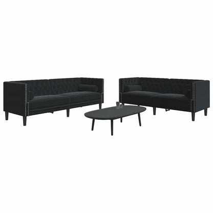 vidaXL Wohnzimmer Couch 2 pcs Schwarz 194 x 74,5 x 70,5 cm Samt