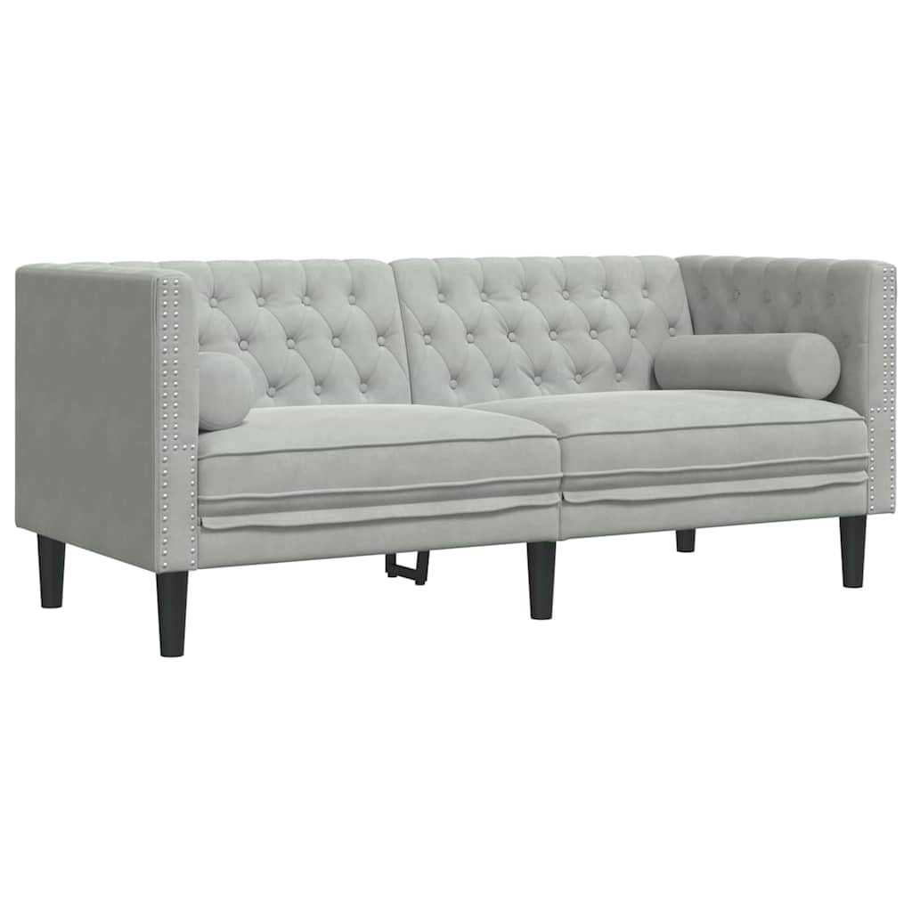vidaXL Wohnzimmer Couch 3 pcs Hellgrau 194 x 74,5 x 70,5 cm Samt