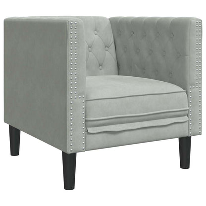 vidaXL Wohnzimmer Couch 3 pcs Hellgrau 194 x 74,5 x 70,5 cm Samt